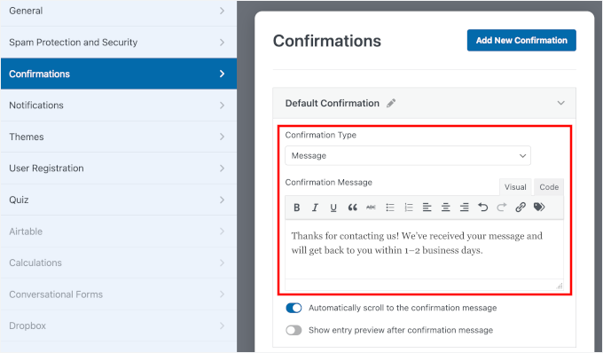 Writing a confirmation message for an RSVP form Writing a confirmation message for an RSVP form