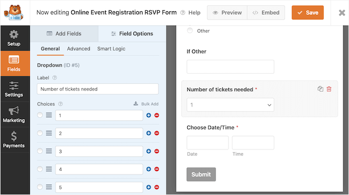 Editing a field in WPForms Editing a field in WPForms