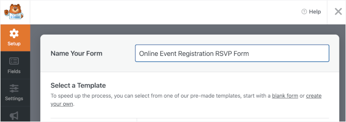 Giving the RSVP form a name Giving the RSVP form a name