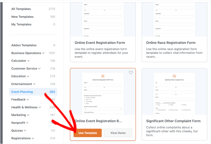WPForms Event Planning template library WPForms Event Planning template library