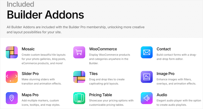 I componenti aggiuntivi di Themify Builder Pro I componenti aggiuntivi di Themify Builder Pro
