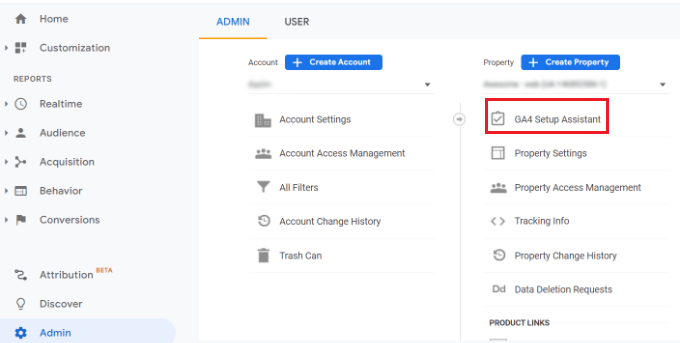 Click on GA4 setup assistant