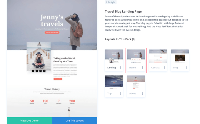 divi-home-layout Scegli il layout che vuoi usare in Divi