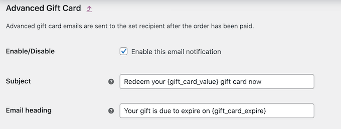 自定义礼品卡电子邮件模板