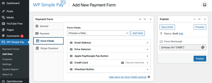 Essential form fields have been added for you