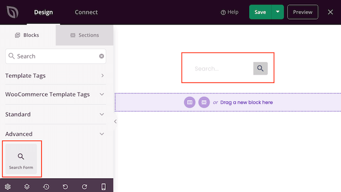 The SeedProd Search Form block