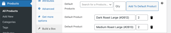 Select the Products Contained in a Standard Box