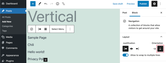 Change Your Navigation Menu Block to a Vertical Orientation