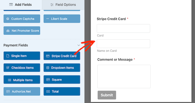 Adding payment fields to a WordPress form