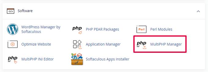 MultiPHP Manager in Bluehost cPanel
