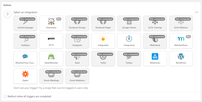 Choose action integration