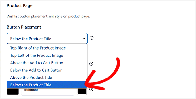 Choose wishlist button placement in SaveTo Wishlist