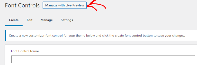 Click manage with live preview