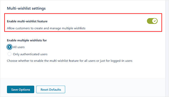 Enable multi-wishlist feature in YITH WooCommerce Wishlist