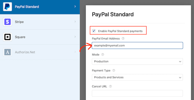 在 WPForms 中启用 PayPal 付款
