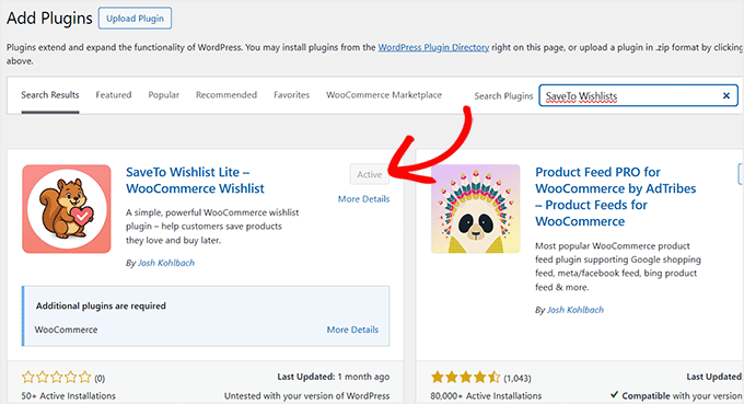 Install and activate SaveTo Wishlist plugin