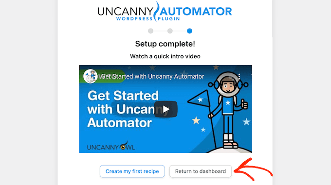 The Uncanny Automator setup wizard