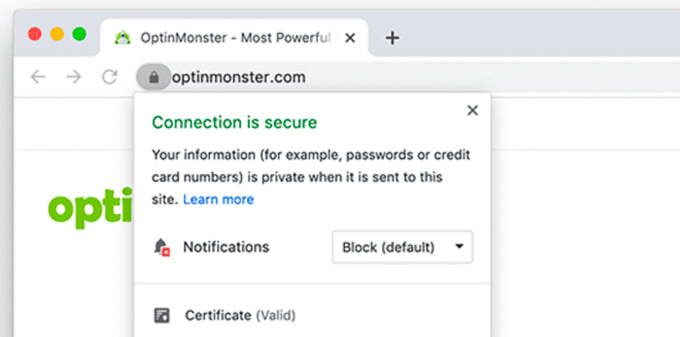 Um site protegido por SSL e HTTPs