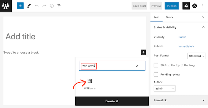 The WordPress WPForms block