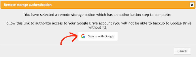 Connecting UpdraftPlus to Google Drive