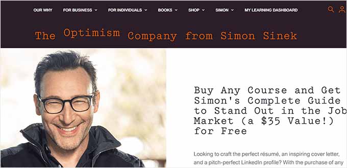 Simon Sinek - Author website example