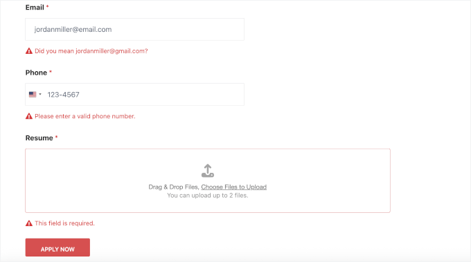Testing out the volunteer application form Testing out the volunteer application form