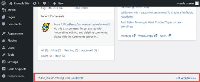 Change the WordPress Admin Panel footer