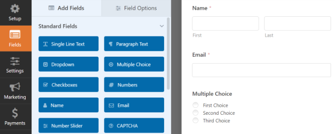 Add a multiple choice field