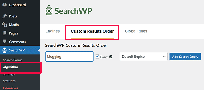 Add custom results order