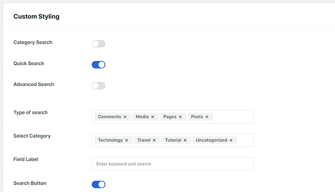 Customize your search form