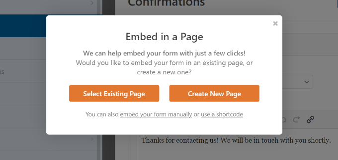 Embed a form in page