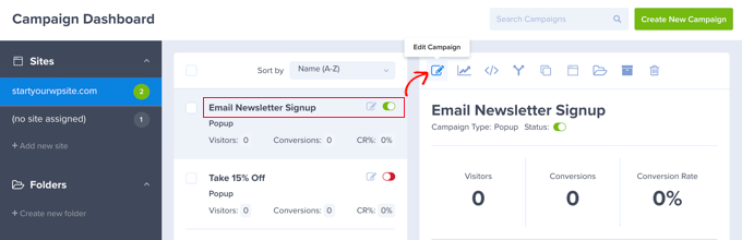 The OptinMonster Campaign Dashboard