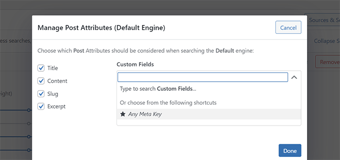 Include custom fields in search results