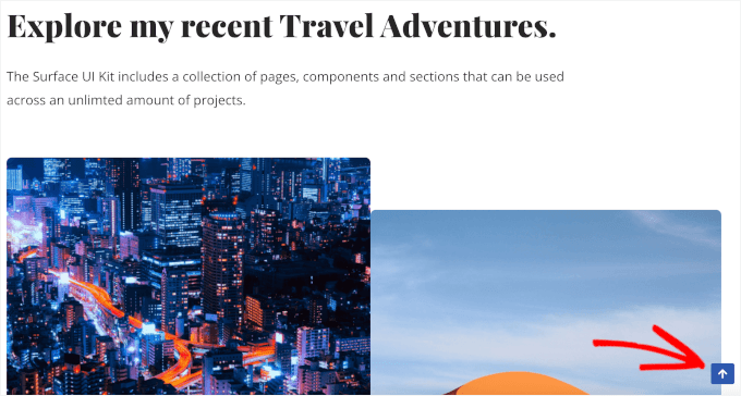 Bouton de retour en haut fluide sur un site en ligne