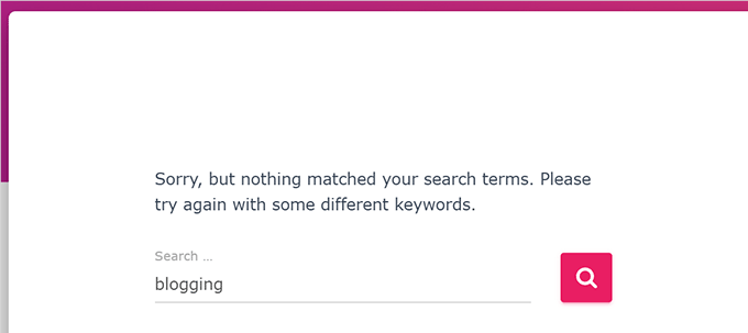 No results found for a search term in WordPress