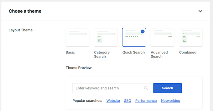 Search form themes