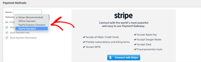 Select payment method