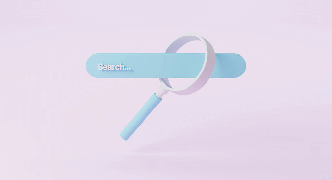 A search bar and magnifying glass
