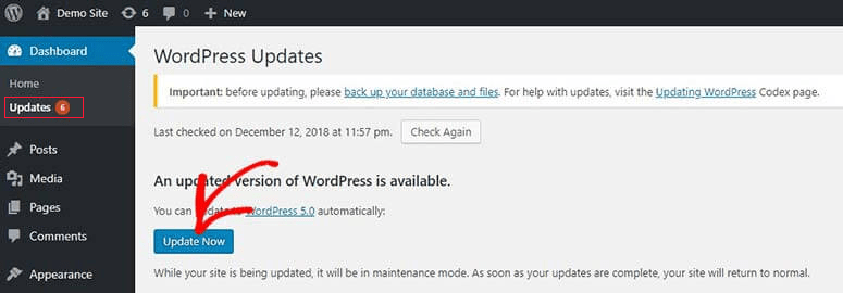 WebHostingExhibit updatewordpresscorebutton How to Check and Update to the Latest WordPress Version  