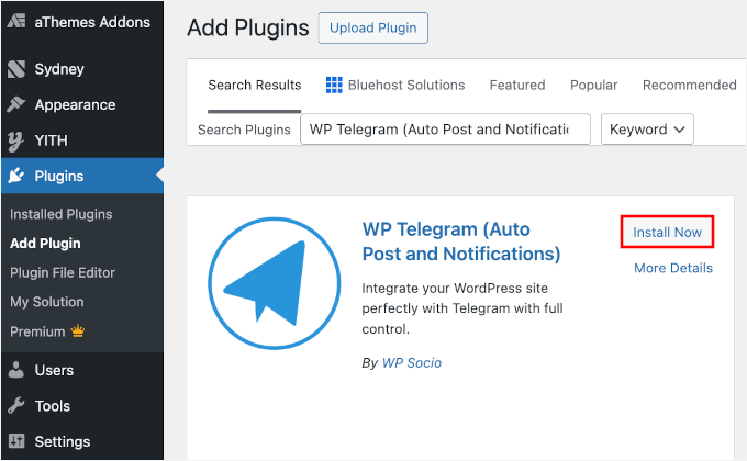 installing WP Telegram installing WP Telegram