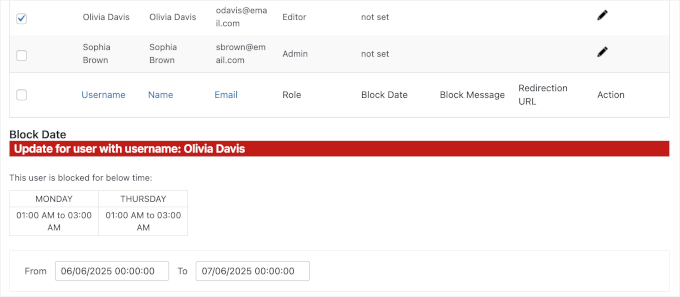 Dedicated setting for a user Dedicated setting for a user