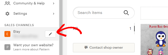 Etsy edit shop button