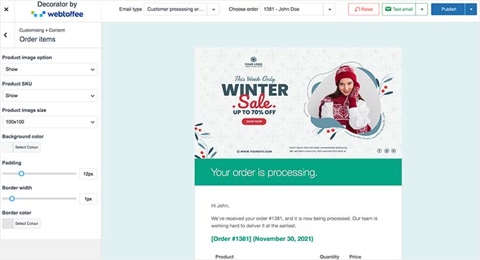 Vista previa del constructor Decorator