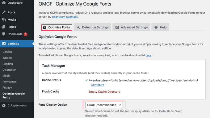 OMGF Settings