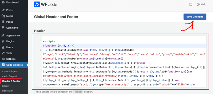 از افزونه WPCode برای تبلیغ آسان Pixel Code در وب سایت خود استفاده کنید