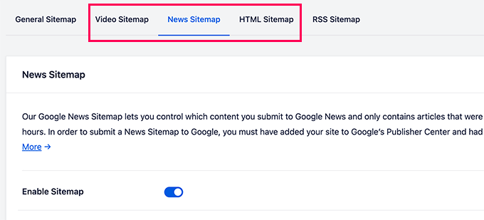 视频、新闻和 HTML 站点地图