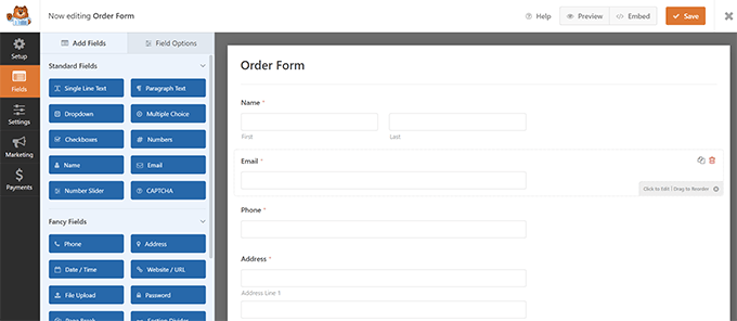 WPForms form builder