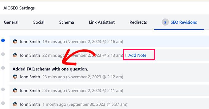 Adding notes to your SEO revision