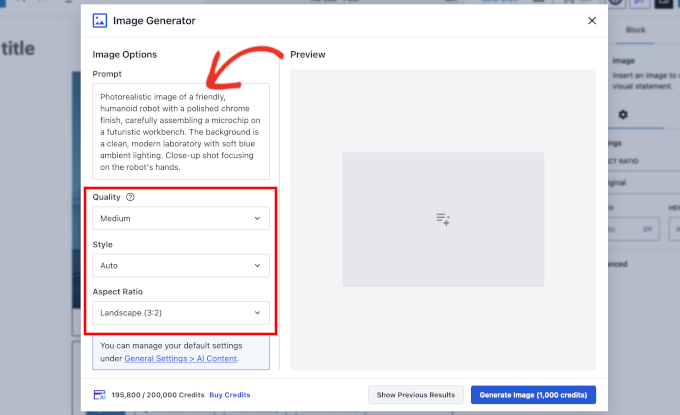 Configure AI image options - AIOSEO