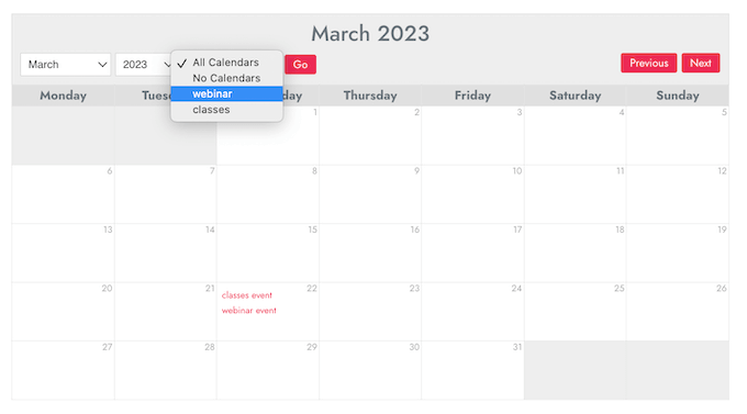 如何在 WordPress 中的日历视图之间切换